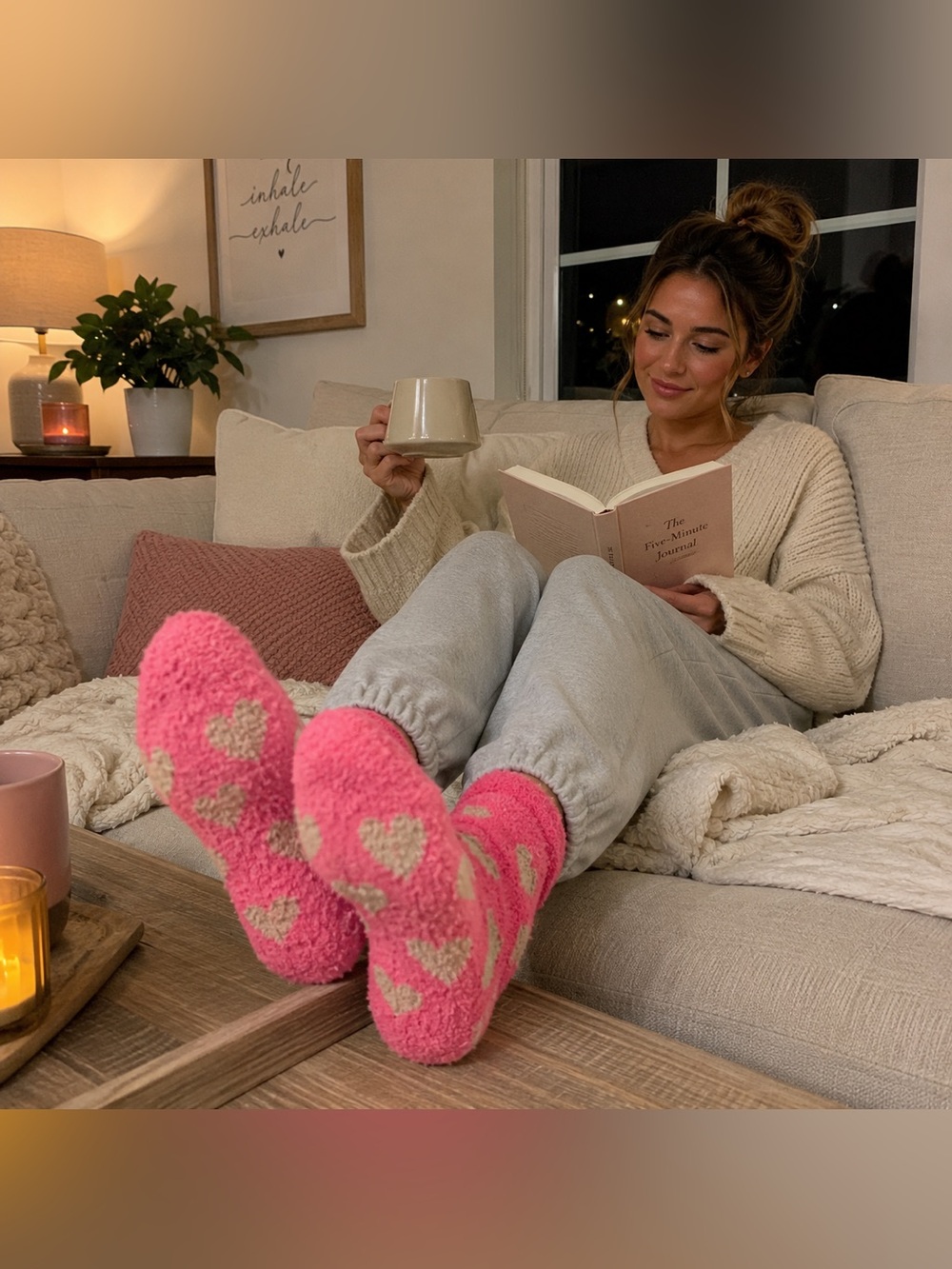 Women’s Cozy Fuzzy Mid-Crew Length Socks 2-Pair